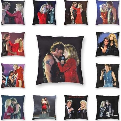 Johnny Hallyday And Audrey Dana Cushion Cover Sofa Home Decorative French France Rock Music Singer Square Throw Pillow Case