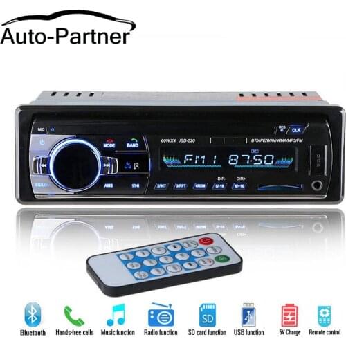 Newest 12V Car Radio Stereo Auto Audio Player Bluetooth Phone AUX-IN MP3 FM USB 1 Din Remote Control auto radio 12Pin / ISO