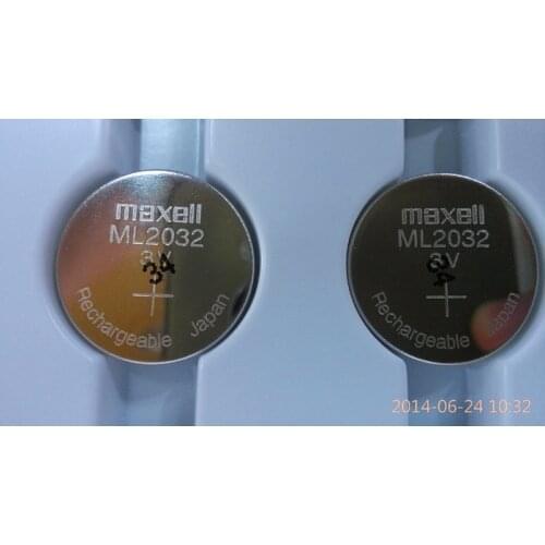 2PCS/LOT New Original Maxell ML2032 3V Rechargeable lithium battery button cell button battery (ML2032)