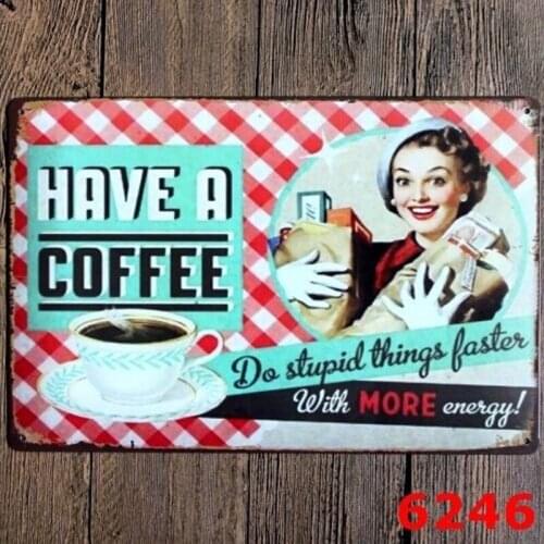 Tin Sign Decor Retro Metal Bar Cafe Coffee Slogan Poster Sexy Lady Have A Coffee