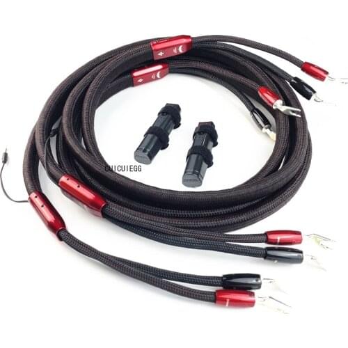 Pair HiFi Audio Line FireBird Zero Full-Range PSC + PPS Silver Speaker Cable 72V DBS Banana & Spade Plug