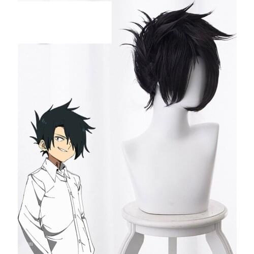 Anime The Promised Neverland Yakusoku no Neverland Ray Cosplay Wig Black Heat Resistant Synthetic Hair Wig + Wig Cap