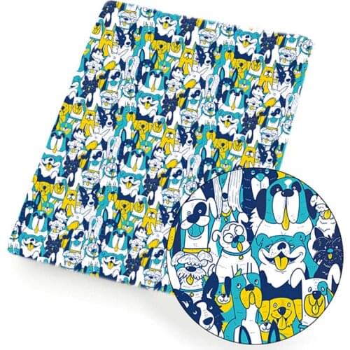 Polyester Cotton Fabric Sheet Dogs Anime Animals Printed Cloth Fabrics For DIY Craft Patchwork Qult Sewing Materials 45*145cm/pc