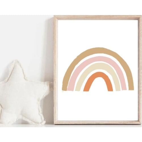 Rainbow Hand Painted Art Canvas Painting Picture Baby Girls Room Wall Art Decor Colorful Poster Prints Nursery Wall Decoration