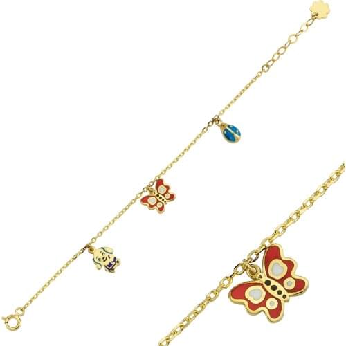 14K (585) Gold Enamel Unisex Child Bracelet