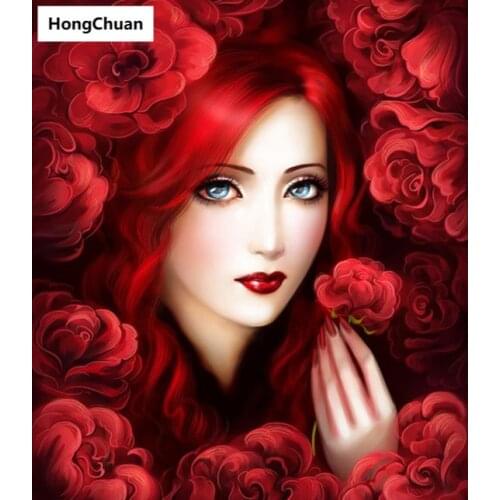 Sexy flower girl 5D DIY full diamond round/square cartoon diamond embroidery mosaic crossstitch diamondpainting muraldecoration