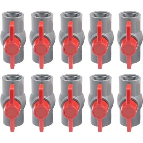 10PCS Grey PVC Globe Valve Agriculture Garden Irrigation Water Pipe Connectors Water Supply Fittings Joint