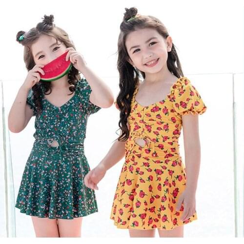 Girls Swimsuit One Piece Swimsuit Bathing Suit Kids Ruffle Style Childrens Swimwear for Girls Bikini-Sets Baby Bath Tub 2-12Y