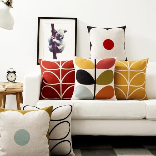 Modern Geometric Flower Linen Pillow Cover Floral Petals Cushion Cover Home Decorative Pillows Linen Pillowcase Sofa Cushion