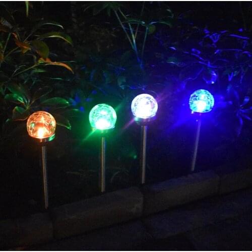 Solar Crack Lawn Light Glass Ball Globe Color Changing Lights Waterproof Outdoor Ground Lamp Garden Decorations Lighting