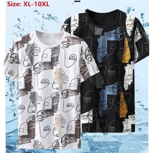 Loose T Shirt Men Oversize 10XL 9XL 8XL White Pattern Short Sleeve Summer Tees Plus Size 6XL 5XL Thin O-Neck Cool Male Clothes