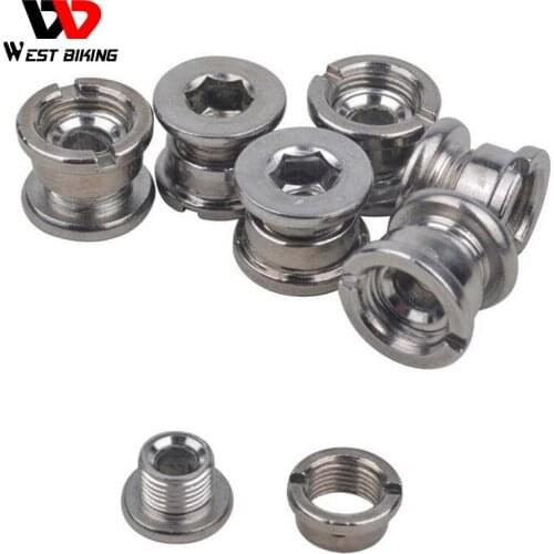 WEST BIKING Mountain Bike Tail Hook Lifting Lug Screws Titanium Crankset Chainring Bolts Nuts M8 for Fixed Gear Track 5pairs/Lot