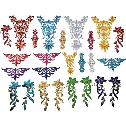 Embroidery fake collar applique fabric decorative coat sequins colorful DIY clothing craft supplies accessories 1PCS for sale