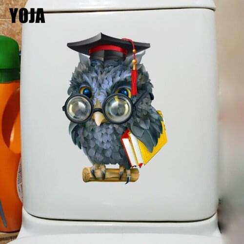 YOJA 16.5×24CM Doctor Owl Creative Cartoon Home Room Wall Stickers Funny WC Toilet Decoration T1-2752