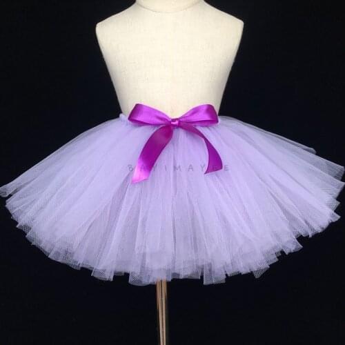 Lovely Baby Purple Tutu Skirt Girls Fluffy Tulle Skirts Birthday Party Skirt with Ribbon Bow Kids Ballet Dance Tutu Custom Skirt