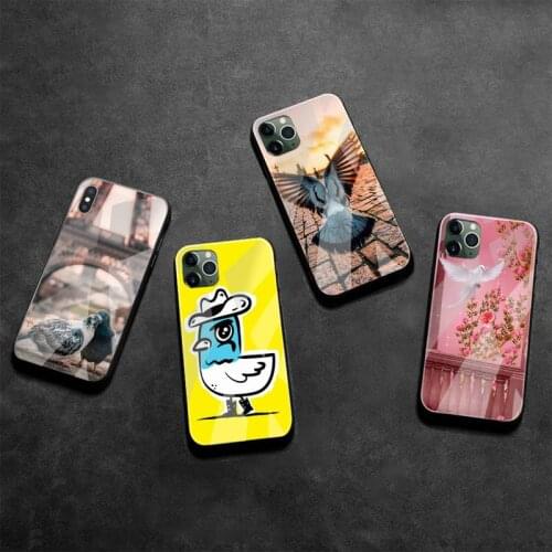 Funny Cute Pigeon Phone Case Tempered Glass For iPhone 12 pro max mini 11 Pro XR XS MAX 8 X 7 6S 6 Plus SE 2020 case