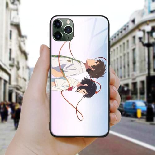 Your name anime movie art design Silicone Glass Phone Case Cover Shell For iPhone SE 6 6s 7 8 Plus X XR XS 11 12 Mini Pro Max