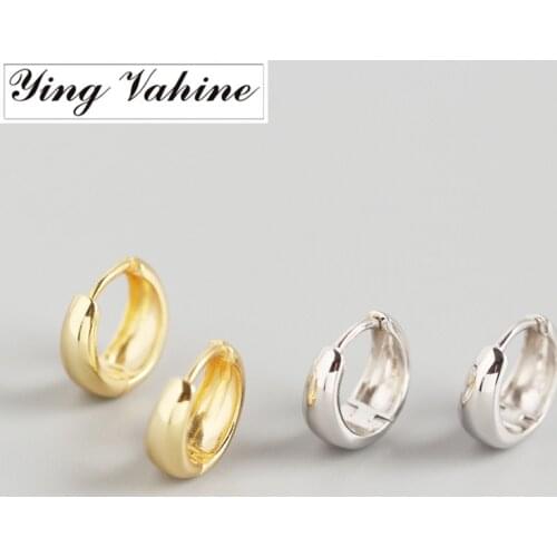 Ying Vahine 100% 925 Sterling Silver Geometric Round Stud Earrings for Women Fashion Jewelry Best Gifts