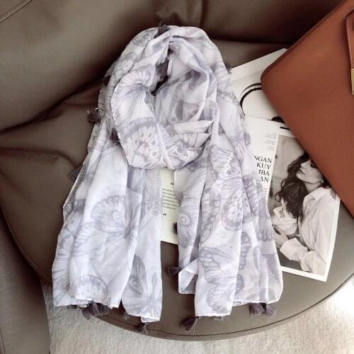 2021 Fashion Spring Butterfly Tassel Scarf Shawls Women Animal Wrap Hijab Scarves Free Shipping