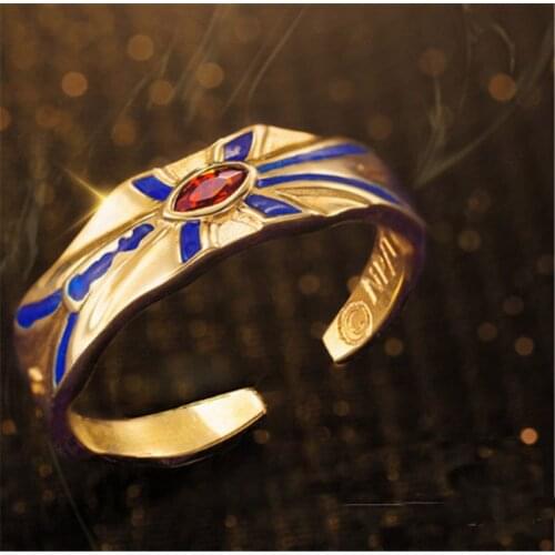 Anime Fate/stay night Fate Gilgamesh Gold Ring Cosplay Props S925 Sterling Silver Ring Jewelry Daily Cosplay Halloween Ring Gift
