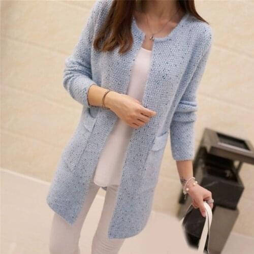 Winter Warm Fashion Women Solid Color Pockets Knitted Sweater Tunic Cardigan Coat Autumn Knitwear Cardigan