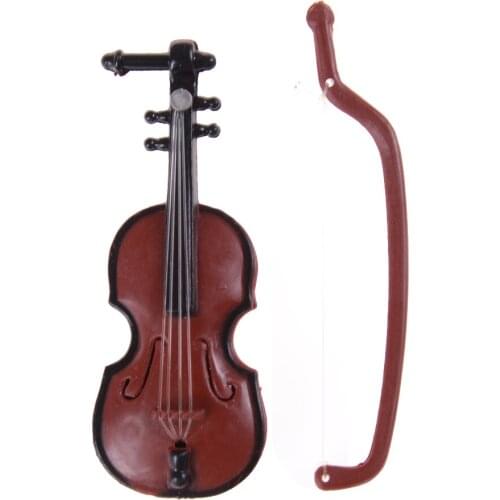 1PCS Music Instrument DIY 1/12 Dolls House Wooden Violin with Case Stand Plastic Mini Violin Dollhouse Crafts