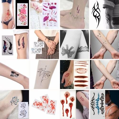 1PCS Waterproof Temporary Tattoo Sticker Halloween Wound/Scab/Blood Flash Fake Tattoos For Kids Men Women