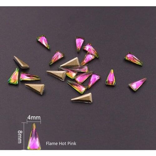 10pcs/set Triangle Nail Rhinestones Flame Hot Pink Crystals Stones Manicure Nail Art Decoration Charms Gem Jewelry Accessories
