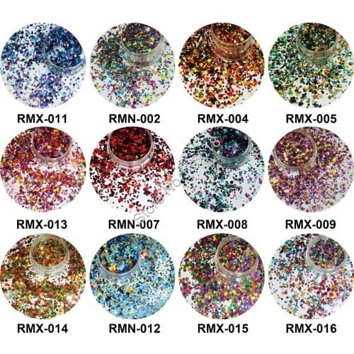 12 Colors Mix Round Dot Nail Glitter Flake Spangle Shape(A022M) for Nail Art Gel Acrylic Make up Craft decoration