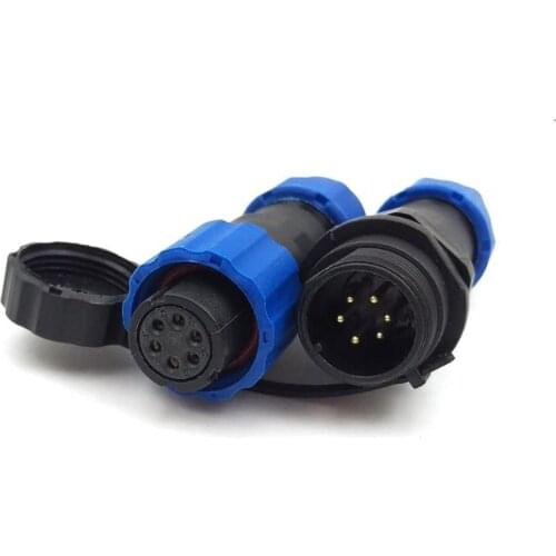 2set SP13 6 Pin Multipole Female Plug & Docking Male Socket Cable Mount IP68 waterproof Plastic Connector