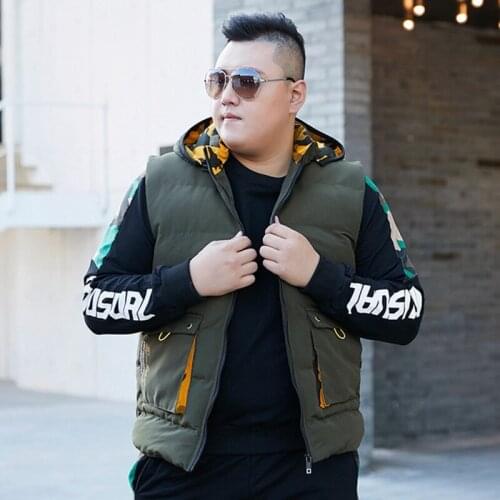2021 Autumn winter short section hooded sleeveless vest men handsome plus size casual tooling cotton vest jacket tide fat L-9X