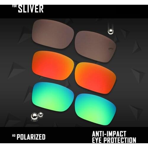 OOWLIT 3 Pairs Polarized Sunglasses Replacement Lenses for Oakley Sliver OO9262-Brown & Fire Red & Emerald Green
