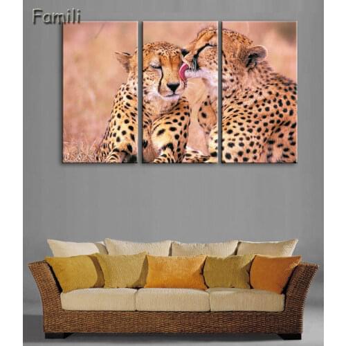 3Pcs New Arrival Animal Cheetah Canvas Painting Modern Wall Picture Decor Art Picture Gift Living Room Home Decor Frameless