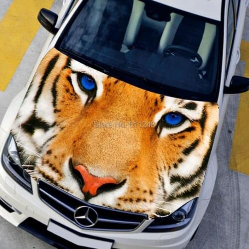 3D Car Decals HD Inkjet Decoration Stickers Hood Bonnet Tiger Car Decals Center Cap Sticker 135*150cm Vinyl Stickers For Cars