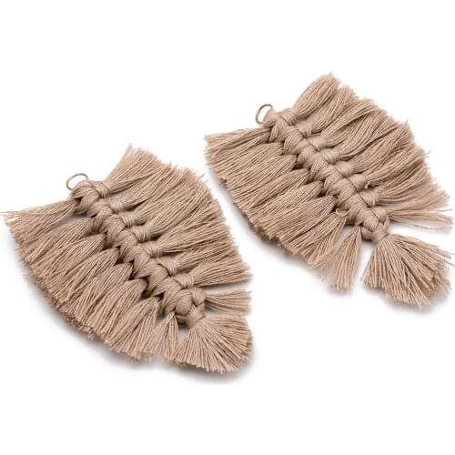 4pcs Tiered Cotton Tassels 100mm, 10 Layers Large Tassel Charms, khaki Tassel Pendants, For Jewelry DIY Findings (FB-049-2)