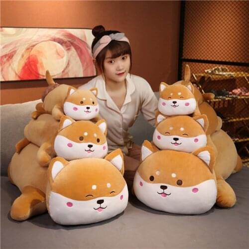 40/60/100cm Cute Shiba Inu Dog Plush Toy Stuffed Soft Animal Lying Chai Pillow Christmas Gift for Kids Kawaii Valentine Present