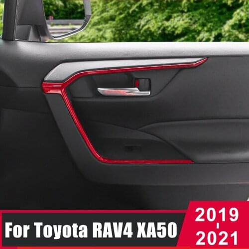 For Toyota RAV4 XA50 2019 2020 2021 ABS Car Lift Switch Armrest Panel Door Handle Strip Trim Cover Interior Moulding Accessories