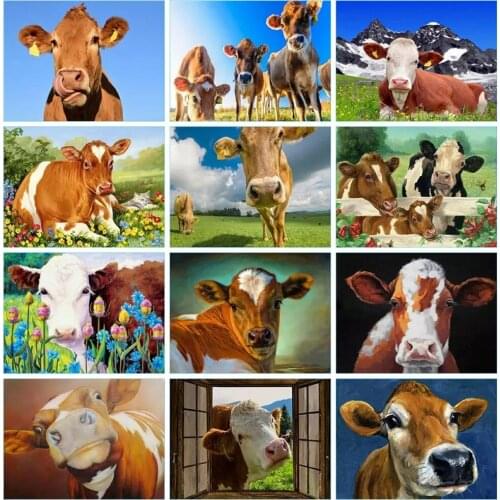 ARMYQZCow diamond painting round diamond square diamond cross stitch mosaic animal home decoration handmade gift diamond art