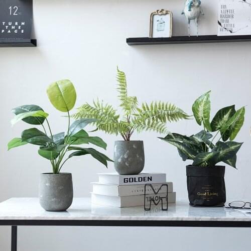 Concrete Vase Simulation Green Plant Bonsai Potted Nordic ins Home Hotel Cafe Decorative Ornaments Shooting Background