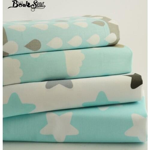 Booksew New Arrivals 100%cotton Fabric Light White and Blue Color 4pcs/lot DIY Handmade Crafts 40cmX50cm Patchwork Dress Clothes