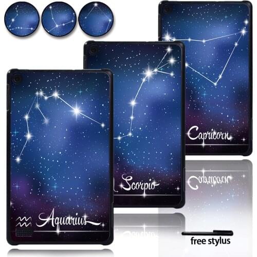 Tablet Protectiv Case for Amazon Fire 5th Gen 2015/7th Gen 2017/9th Gen 2019 7 Inch with Starry Pictures of 12 Constellations
