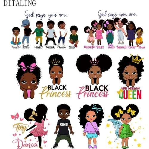 Black Princess Sticker On Clothes DIY Thermal Stickers For T-Shirts Fashion Girls Kids Patch On Clothing Iron On Transfer Patch