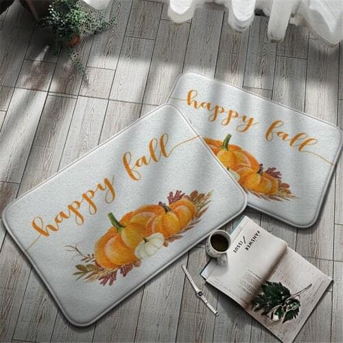 Fall Pumpkin Decorative Doormat 40*60cm Living Room Carpet Bathroom Absorbent Bath Mat Anti-Slip Floor Mat Home Indoor Small Rug