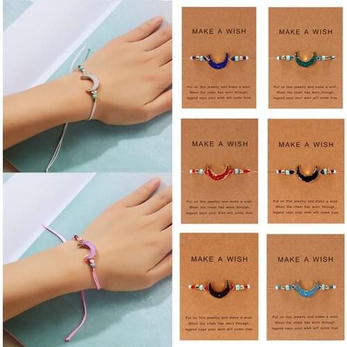 Eif Dock Handmade Resin Natural Stone Woven Charm Bracelets Crescent Moon Lucky Red String Bracelets Femme Fashion Jewelry Gift