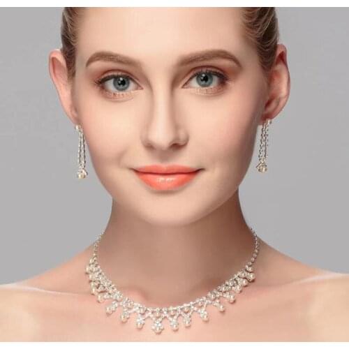 Fashion bride jewelry set crystal jewelry pearl necklace and Earring Jewelry Accessories womens wedding party jewelry