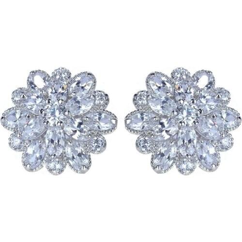 2016 hot sale snowflake stud earings design brand jewelry crystal earrings white gold Color filled jewelry earrings GLE4783