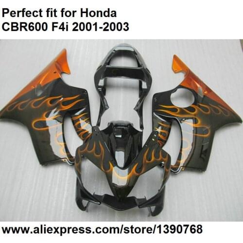 Hot sales fairing kit for Honda CBR 600 F4i 2001 2002 2003 red flames black fairings CBR600F4i 01 02 03 DZ83