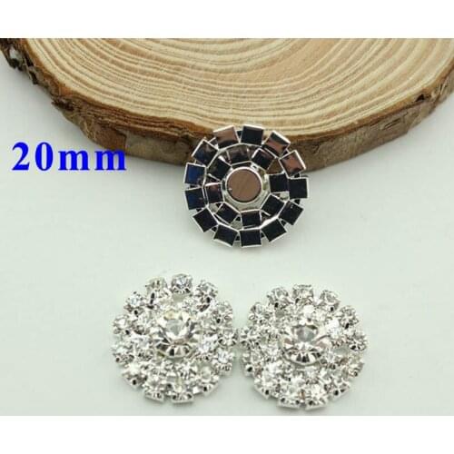 Hot Sale 40pcs/lot 20mm Rhinestone Button Flatback Round Button Wedding Invitation Button Crystal DIY Accessories LSB007