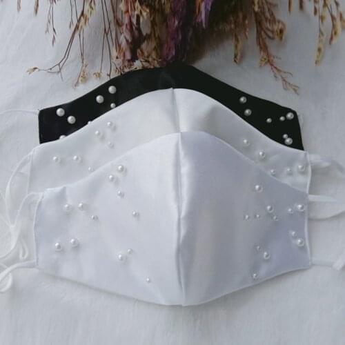 White pearl Face Mask Hang-ear Black Face Jewelry For Women Mask Jewelry Shading Mask Decoration Accessories Wedding Party 2021