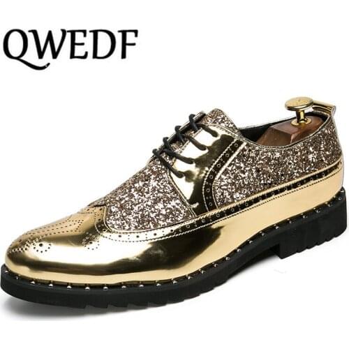 2019 Mens Dress Shoes Fashion Brogue Floral Pattern Men Formal Shoes Leather Luxury Wedding Shoes Red Wine Men Oxford X12-98